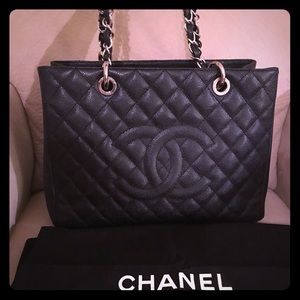 Chanel GST black caviar leather w/ silver hardware